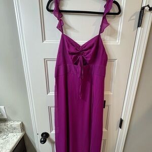 Purple Sleeveless Dress with Ruffle Straps